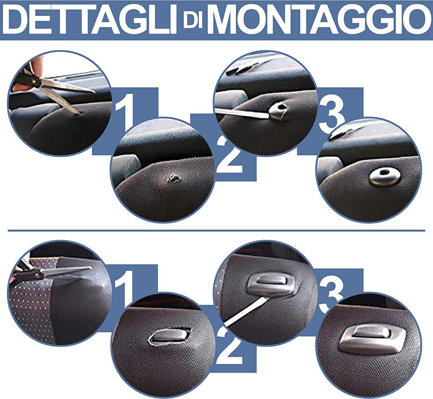 Auto Accessori Lupex Fundas para Asientos de Coche compatibles con Cinquecento 500, Made in Italy, Tejido de poliéster (Blanco - Negro Modelo 3)