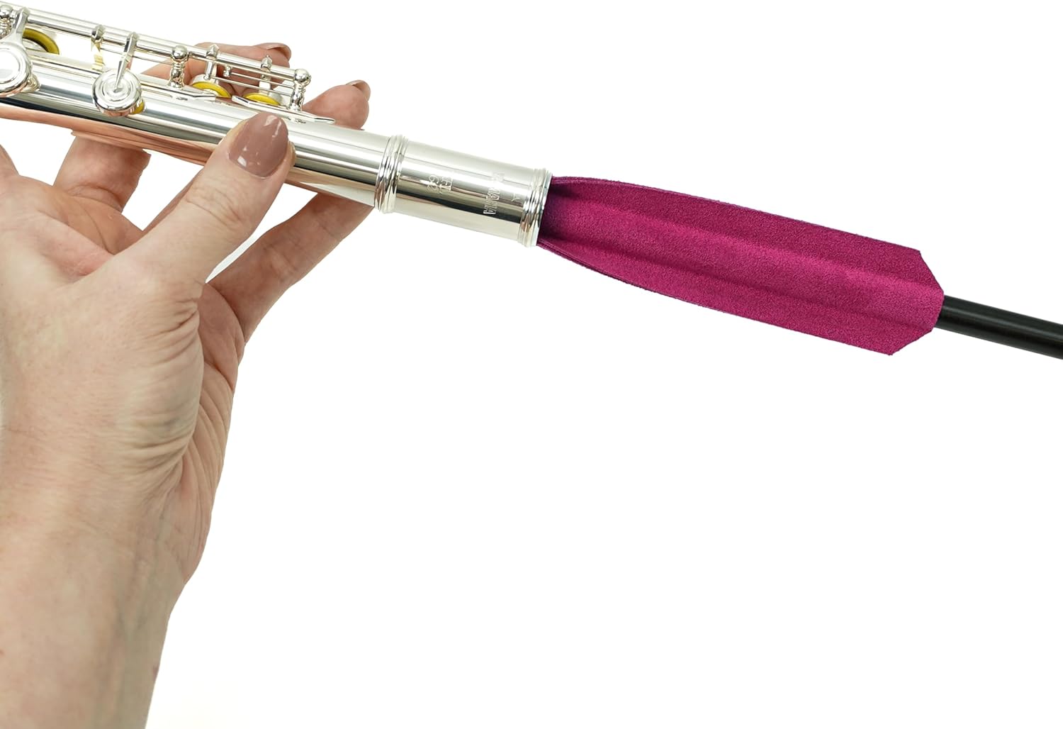 Fuchsia Altieri Flute Wand - Professional Flute Cleaning Tool - Ultrasuede - Super Soft Absorbent Swab, Long Reach Full Bore & Cork Plate Cleaning, Portable & Easy Cleaning