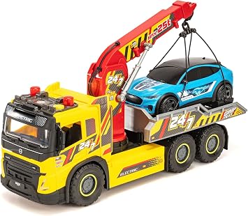 DICKIE TOYS Giant Tow Truck 116 Scale Volvo FMX Truck with Manual Crane, Light & Sound Effects, Tilt Function, for Kids Ages 3 and Up