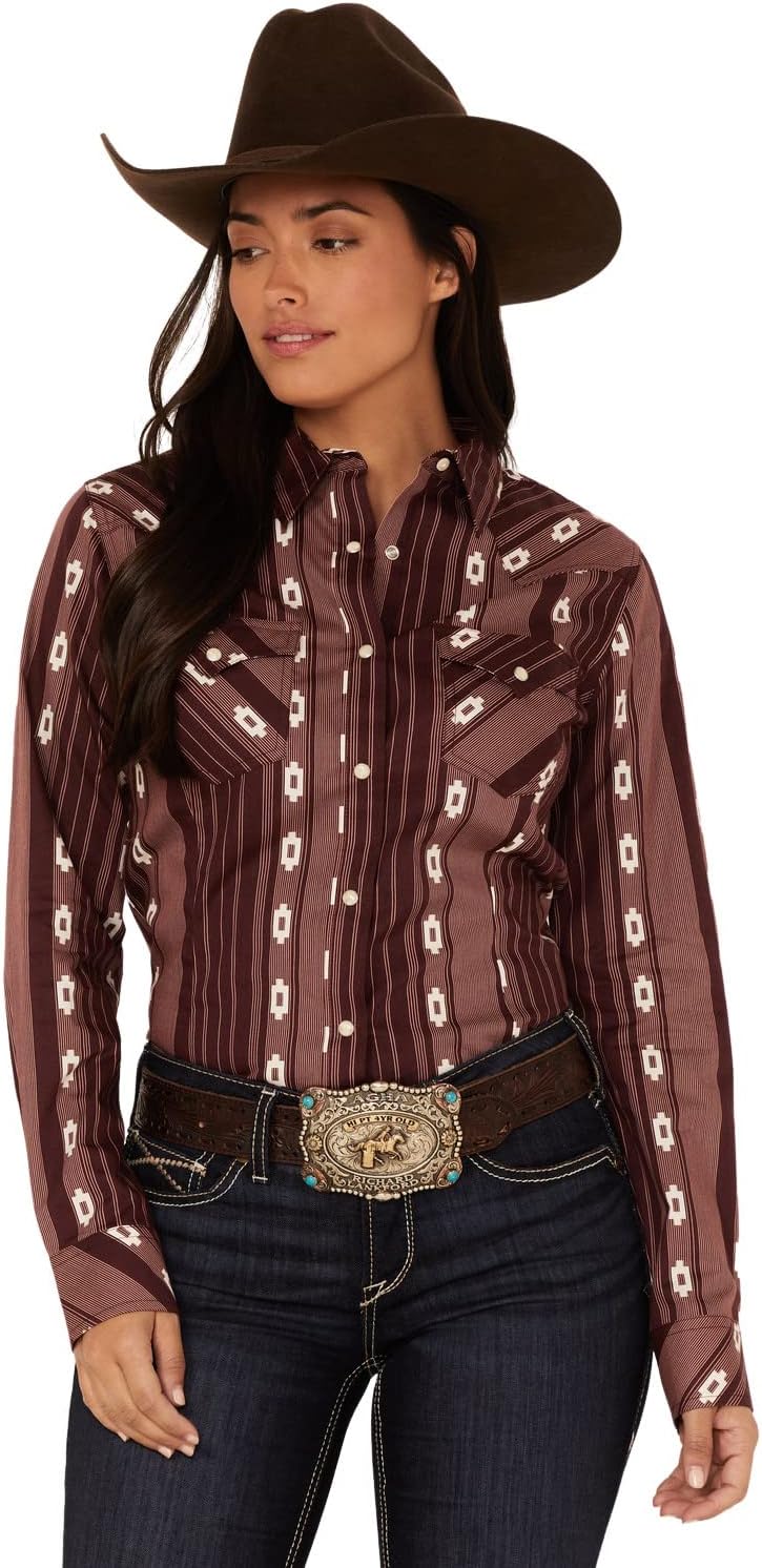 Stetson - Womens Long Sleeve Shirt Olive Serape Print Western Snap Blouse main image 1