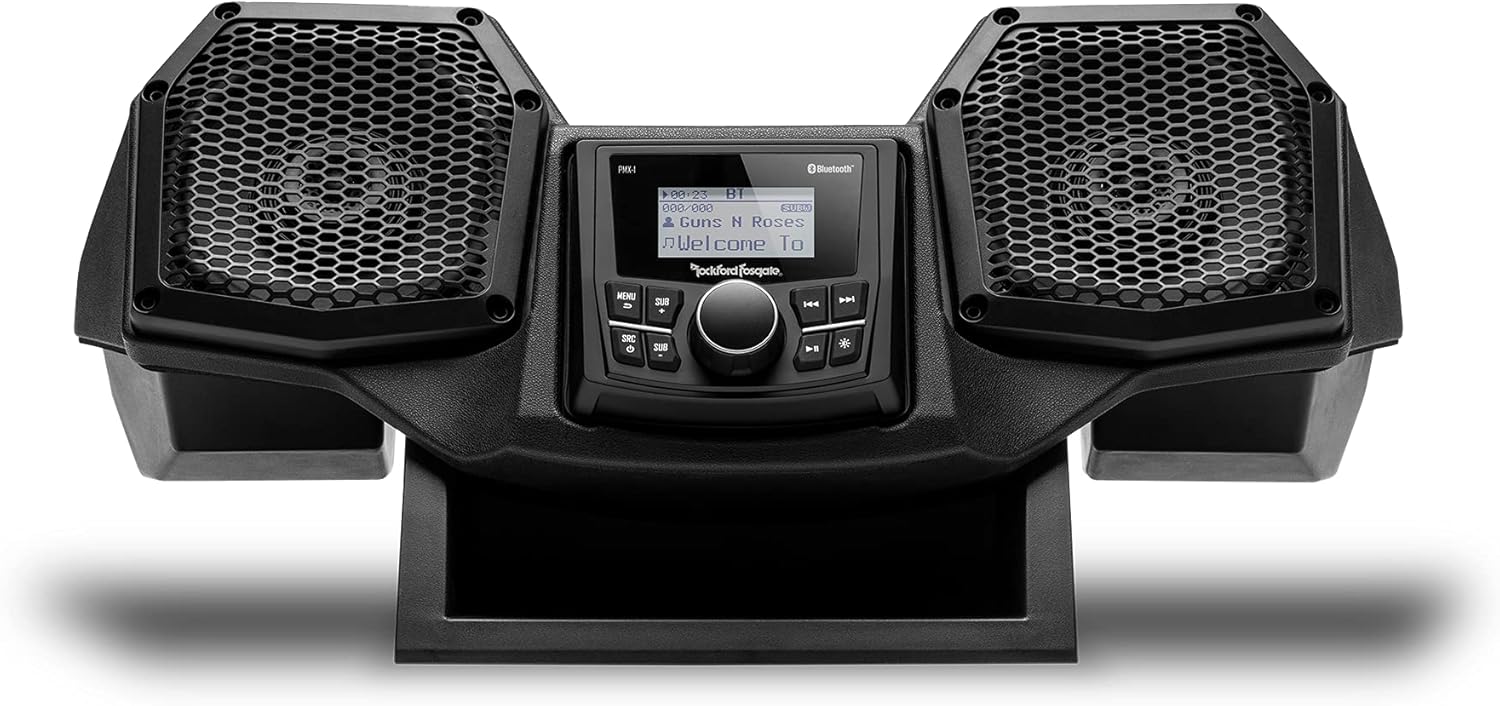 Rockford Fosgate RNGR18-STG1 Audio Kit: All-in-One Dash Housing Pre-Installed with PMX-1 Receiver and 5.25" Speakers for Select Polaris Ranger Models (2018-2022)
