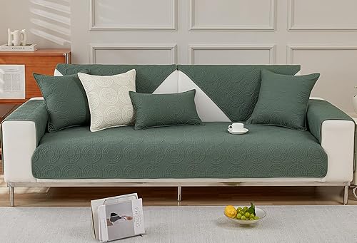 Miniatura 9 de vctops Funda para sofá con bordado geométrico bohemio de algodón, acolchada, funda antideslizante para sofá modular, funda sólida para perros, niños