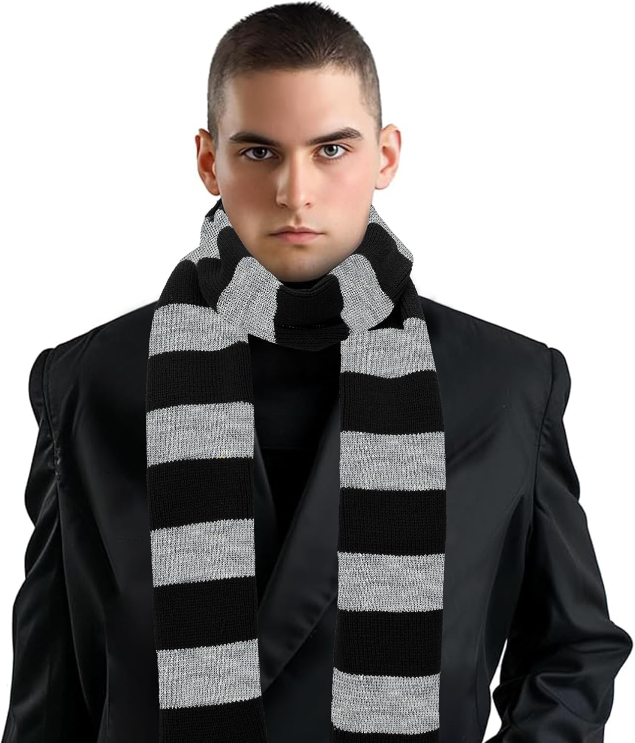 Zando Scarf for Men Fall Winter Scarf Soft Striped Scarf Men's Scarves Costume Accessory for Cosplay - Image 3
