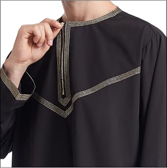 Thobe for Men Islam Mens Thobe Muslim Clothing Moroccan Kaftan Arabic Clothes for Men Set