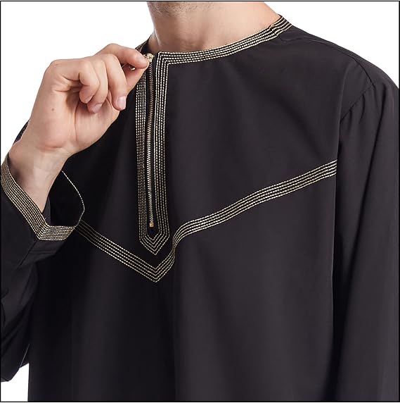 Thobe for Men Islam Mens Thobe Muslim Clothing Moroccan Kaftan Arabic Clothes for Men Set