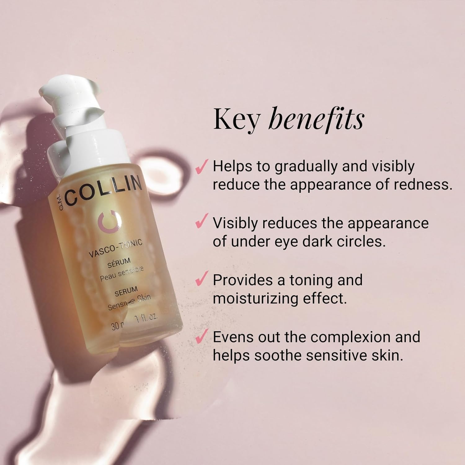 G.M. COLLIN Vasco-Tonic Serum | Hydrating Face Serum for Sensitive Skin Relief | Soothing Treatment to Help Reduce the Appearance of Facial Redness - Image 3