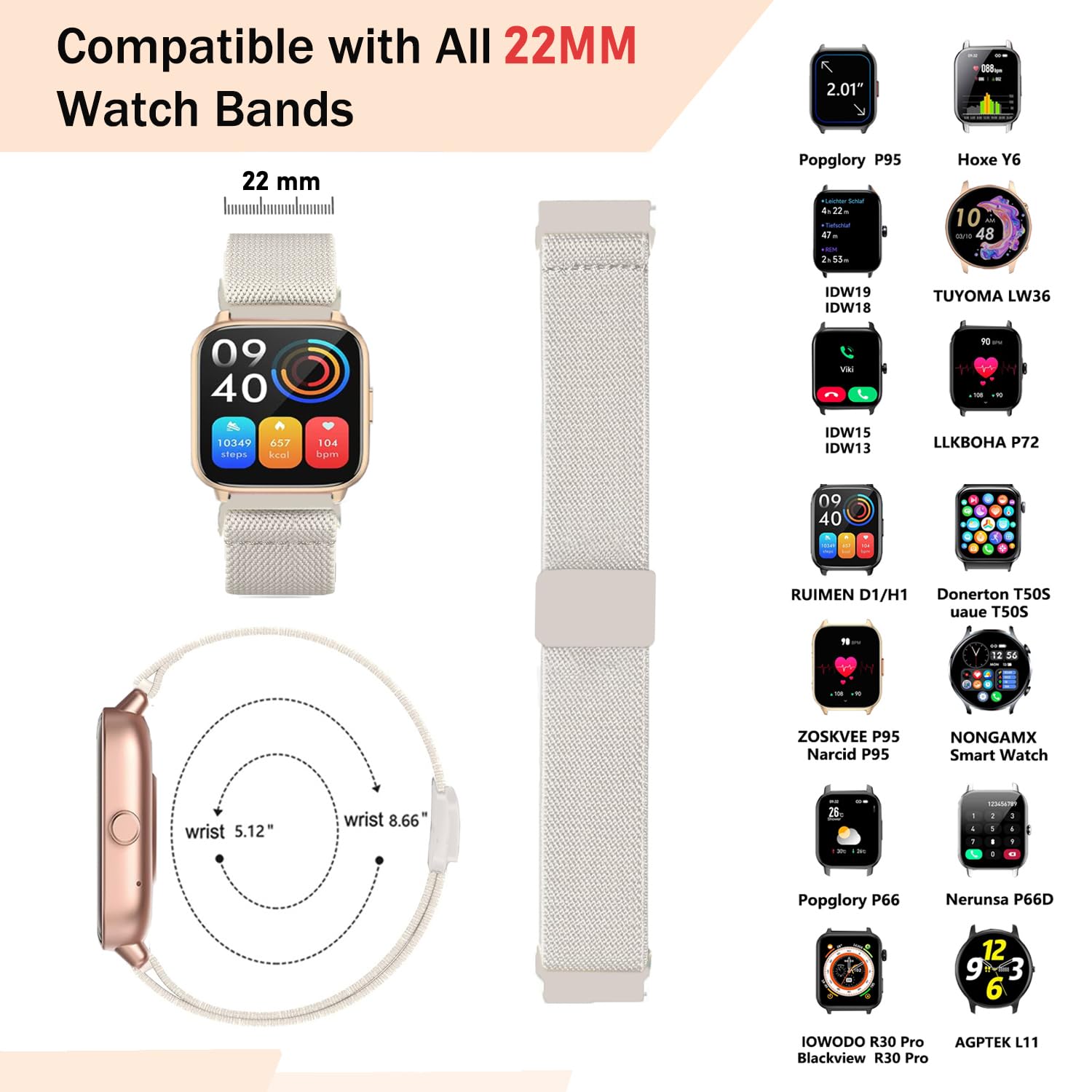 VELULYX Nylon Band Compatible Veryfit Smart Watch IDW19/IDW13/IDW16/IDW18 - Image 4