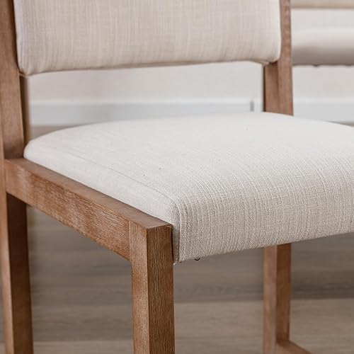 Miniatura 12 de Mid-Century - Juego de 2 sillas de comedor tapizadas de sherpa, sillas laterales sin brazos con respaldo, patas de madera para comedor, sala de