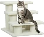 PawHut 4-Step Cat Stairs, Petit arbre de chat multi-niveau animaux de compagnie avec tapis de scratching poste pour l'intérieur petits chatons chiens Escalade jouer, gris foncé