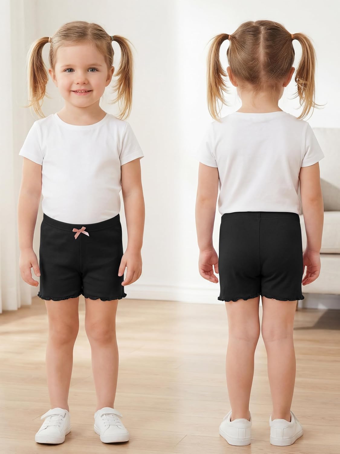 Ruisita 6 Packs Toddler and Girls Ruffled Shorts Kids Bike Cartwheel Shorts Under Dress Dance Short