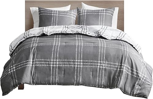 Miniatura 10 de Intelligent Design Pike - Juego de edredón reversible, estampado a cuadros de cabaña, estilo de vida moderno de cabaña, alternativa al plumón, ropa
