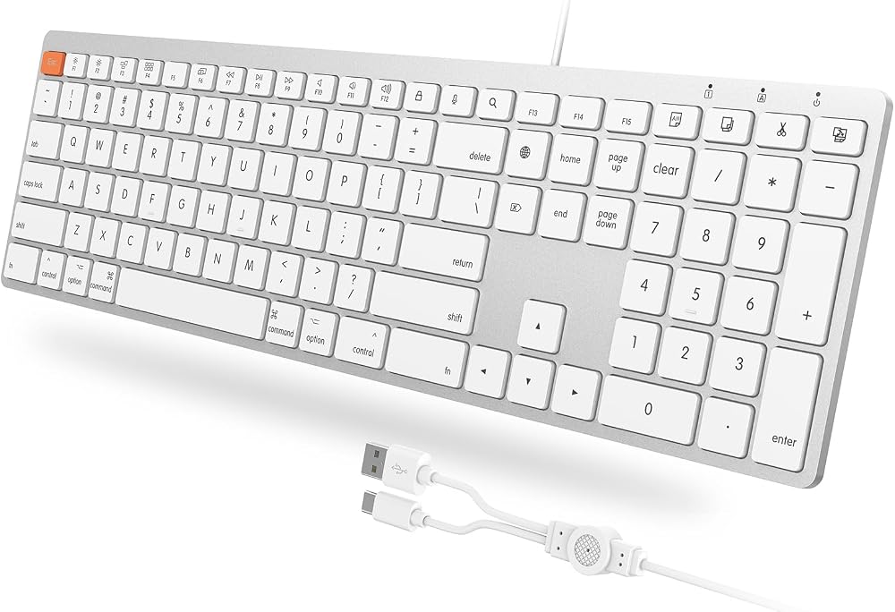 OMOTON USB C and USB A Ports Wired Keyboard for Mac/iMac/MacBook,Ultra-Slim — 사진 1