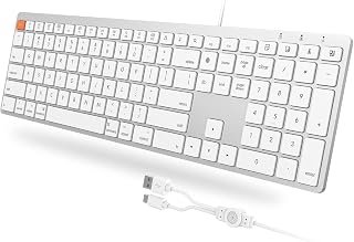 OMOTON USB C and USB A Ports Wired Keyboard for Mac/iMac/MacBook,Ultra-Slim