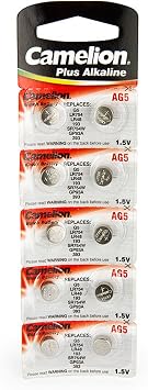 Camelion Long Lasting LR754 Batteries 10 Pack, AG5 393 193 Premium Alkaline Battery 1.5V Button Coin Cell Batteries, Leak-Proof 1.5 Volt Button Cell Battery for Toys and Electronics