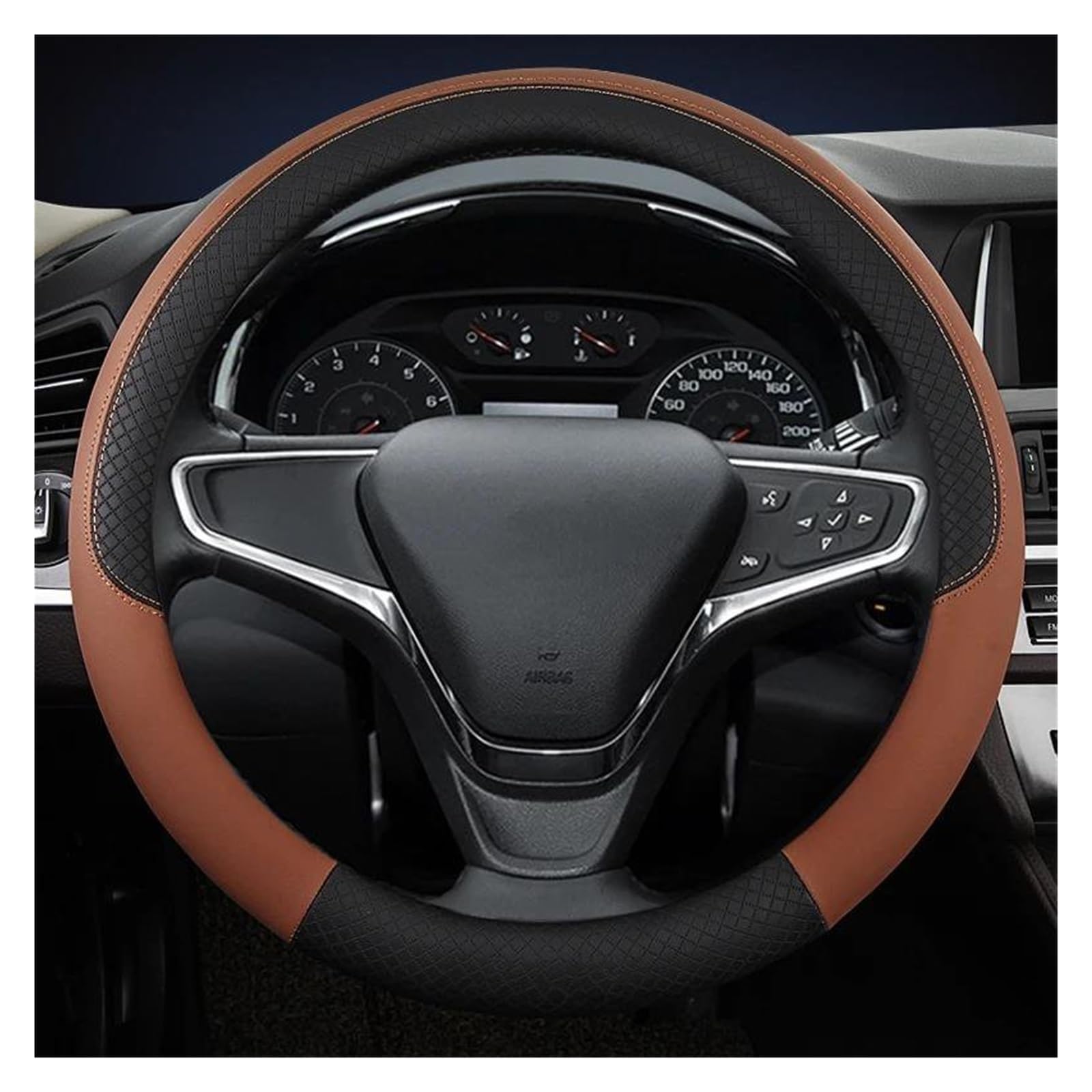 Volantes Protector Cuero PU para Volante Coche, Antideslizante, para Chevy, para Crvalier, para Trax, para Camero, para Malibu Funda Volante(Café)