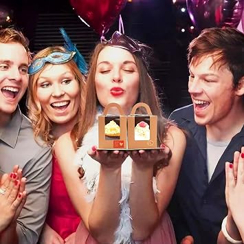 KEYIDO 50pcs Individual Cupcake Boxes Brown Kraft Single Cupcake Box 1 Hole Cake Box with Clear Window Handle and 4 Sheets Stickers for Wedding Birthday Party Favors