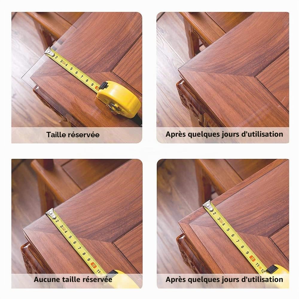 Nappe de table imperméable en PVC transparent de 1,5 mm - Facile à nettoyer - Pour la maison et la cuisine - Transparente - 90 x 220 cm