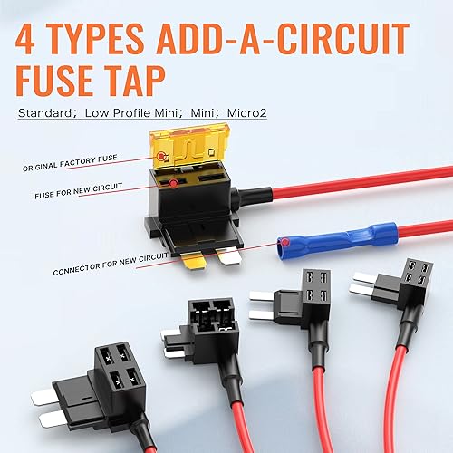 Miniatura 2 de 16 unids de perfil bajo Mini Micro2 Fusible Taps Automotriz Añadir un circuito fusible Kit 12V ATO ATC ATM APM fusible adaptador puente conector