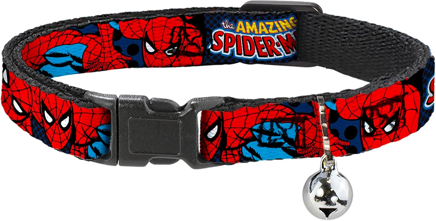 Marvel Comics Plastic Breakaway Clip Collar - Amazing Spiderman - Narrow-Medium 8-12" Multi-Color