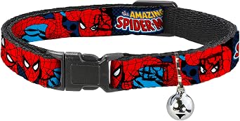 Marvel Comics Plastic Breakaway Clip Collar - Amazing Spiderman - Narrow-Medium 8-12" Multi-Color
