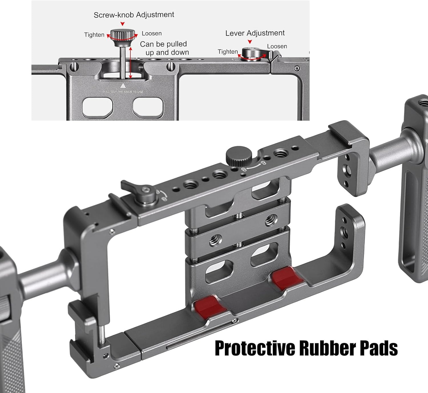 SUNWAYFOTO PCR-01 Smartphone Cage Universal Phone Video Rig Kit with Handle, Phone Stabilizer for Video Recording Cell Phone Filming Accessories