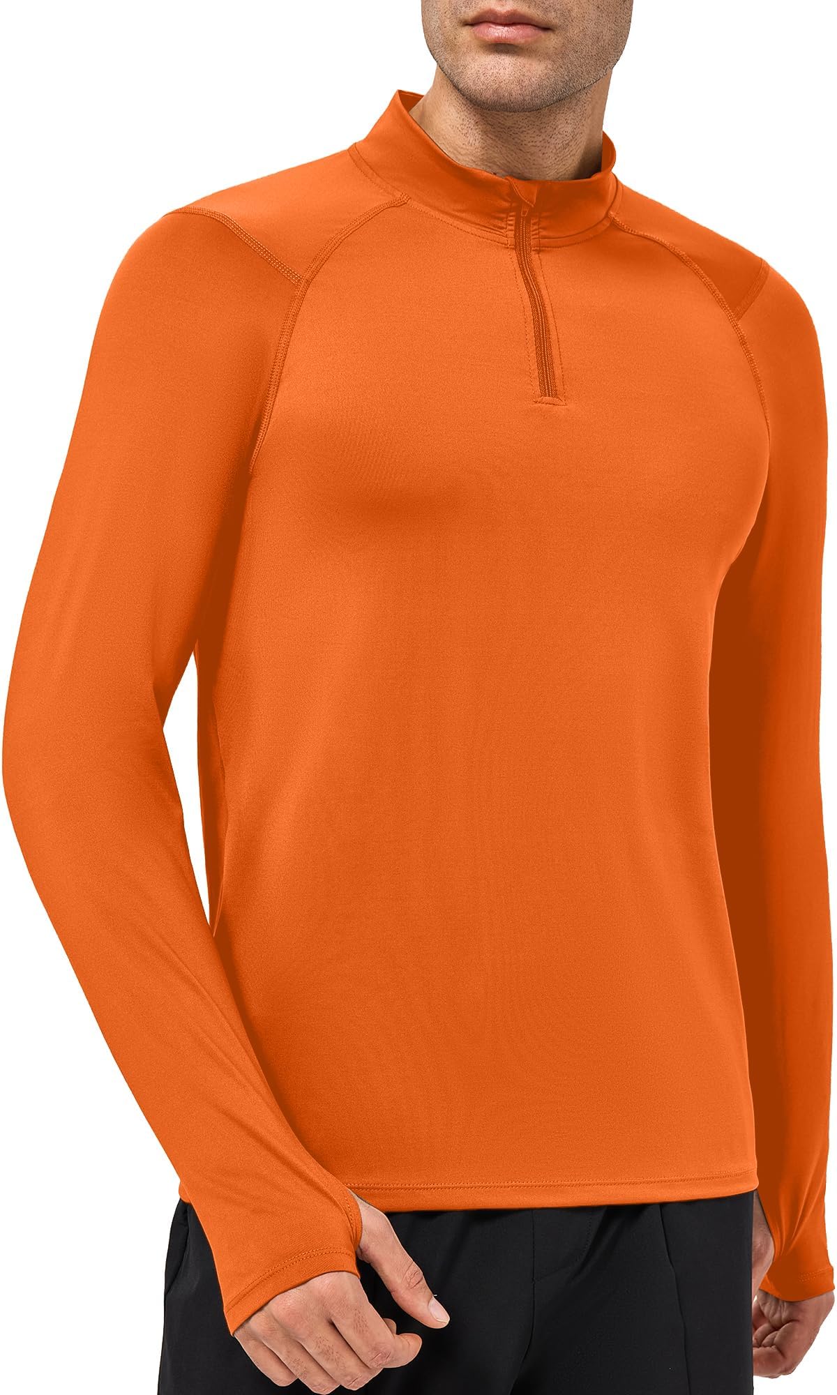 Men's Long Sleeve Athletic Shirts Quarter Zip Pullover with Thumb Hole Moisture Wicking Running Shirts Workout Tops