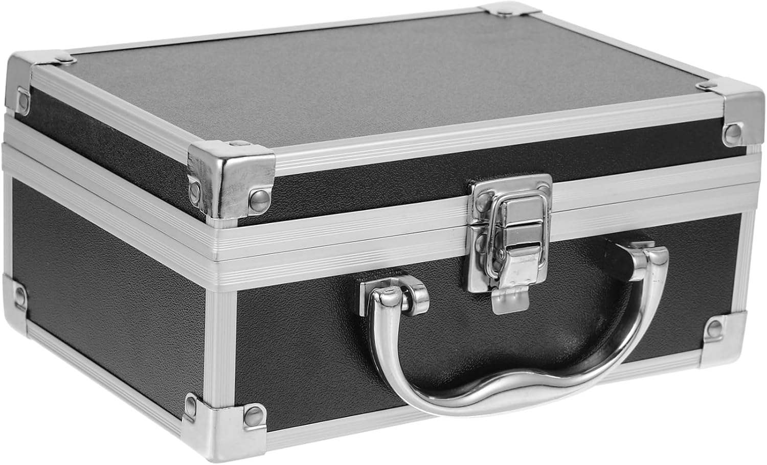 Aluminum Alloy Makeup Organizer Box with Handles, Portable Black