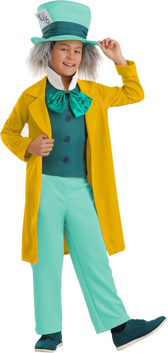 Disney Mad Hatter Boys Costume Kids | Hat, Jacket, Vest, Pants for Halloween, Costume, Dress-Up and Imaginative Play