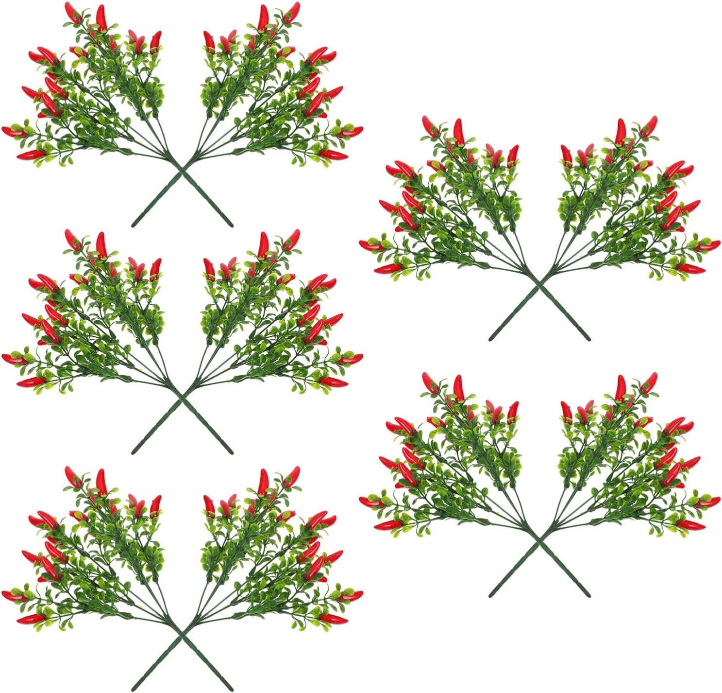 ABOOFAN 10Pcs Faux Chili Pepper Vegetable Branches Realistic Artificial Fruit Stems for Home Decor Lifelike Simulation Plants for Bouquets Teaching and Photography