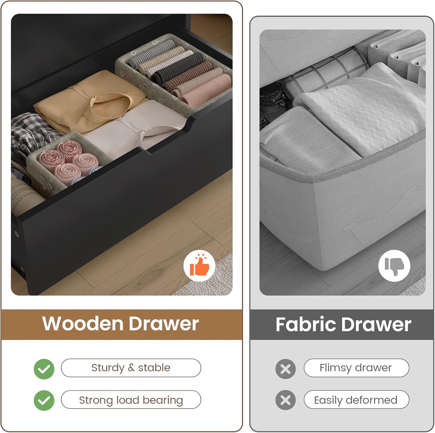 Tall 8 Drawer Black Dresser, Modern Chest of Drawers for Bedroom,Closet Dressers with Drawers for Living Room, Entryway, Hallway