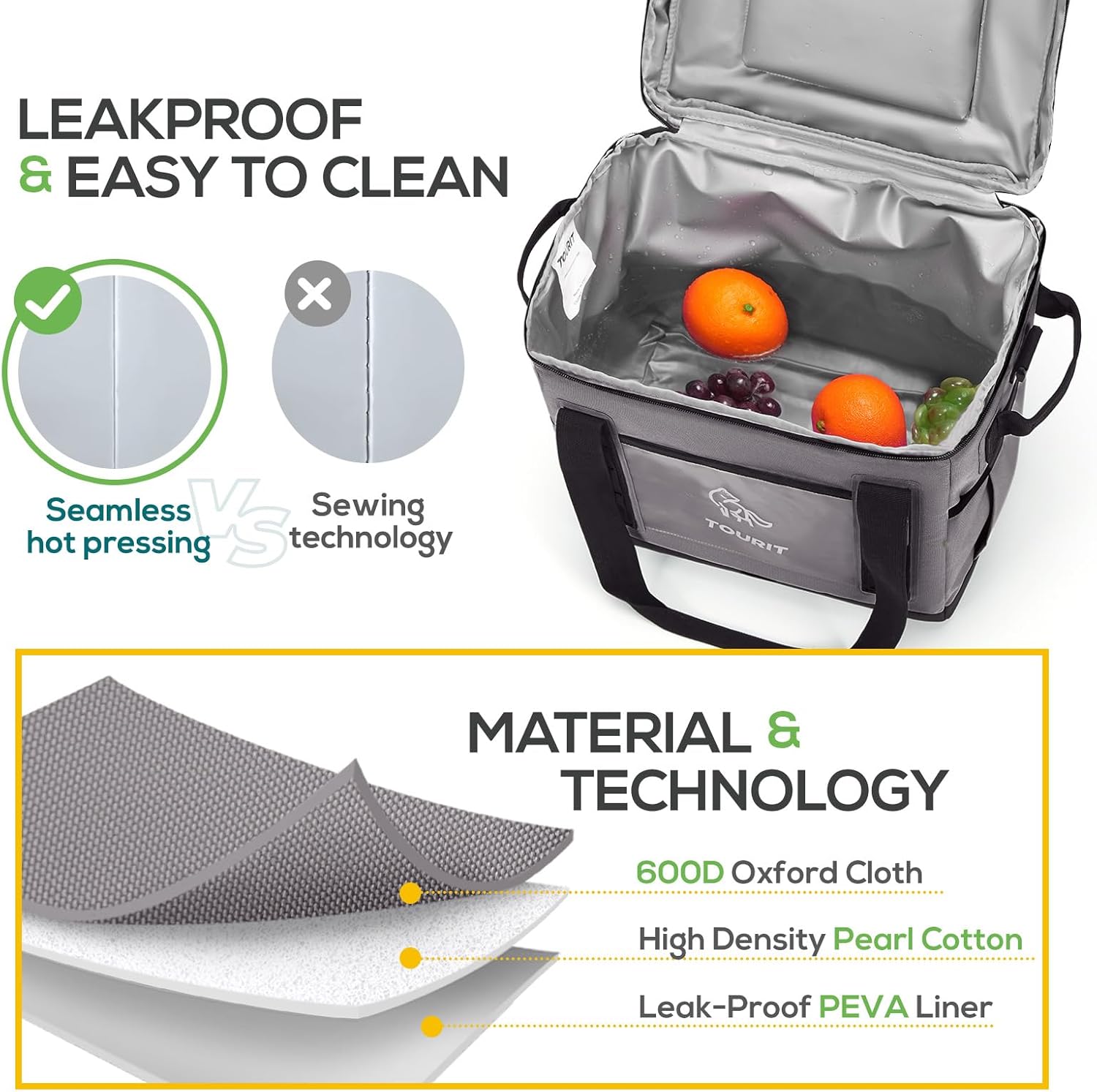 TOURIT Portable 50-Can Collapsible Rolling Soft Cooler with 29L Space & Reinforced All-Terrain Cart with Wheels Easy Transportation, Large Leakproof Travel Beach Ice Chest for Grocery Shopping