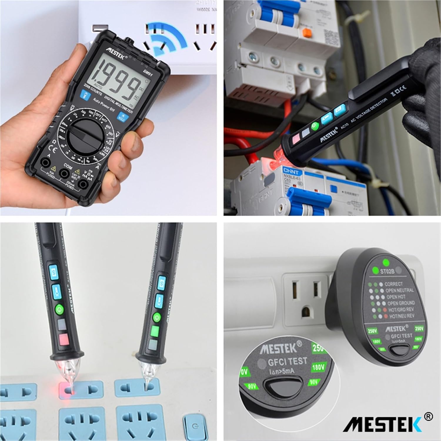 NCV Digital Multimeter 2000 Counts AC/DC Voltage Multimeters Sets with Socket Tester RCD 30mA and Voltage Detector