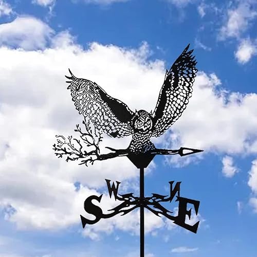 Miniatura 4 de Veletas de búho de lujo, veleta de lujo con adorno de animales para jardín, patio, césped al aire libre, fácil de instalar, veleta de viento para