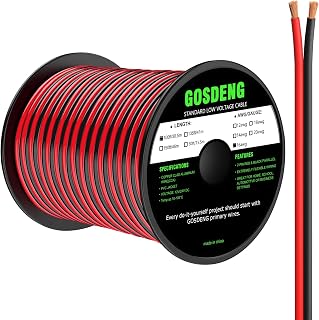 16 Gauge Wire 100FT, 2 Conductors Electrical Wire Red and Black Cable, Low Voltage/PVC 16AWG Copper Clad Aluminum Extension Cord for Speaker Wire, LED, Car, Automotive12V/24V DC