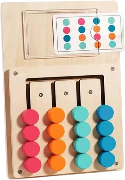 ビジーボード 木製 知育玩具 ビジーボード 迷路パズル 指先トレーニング 4色移動ゲーム 安全設計 コンパクト 携帯便利 暇つぶし 自宅用 子供から大人まで楽しめる 学習おもちゃ (4色の配置) - 1