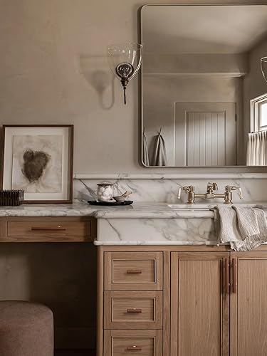 Miniatura 4 de Tiradores de cuero marrón para cajones, paquete de 5 tiradores de cuero para cajones de cocina, baño, aparadores, pomos de gabinete de 3 pulgadas