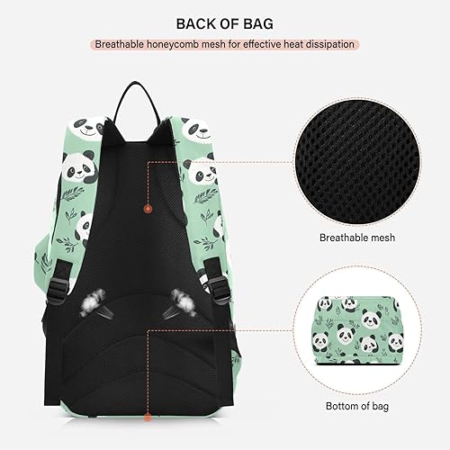 Miniatura 4 de Mochila de tenis de bádminton con diseño de pandas, color verde menta, sin costuras, con capacidad para 2 raquetas para mujeres y hombres, maleta