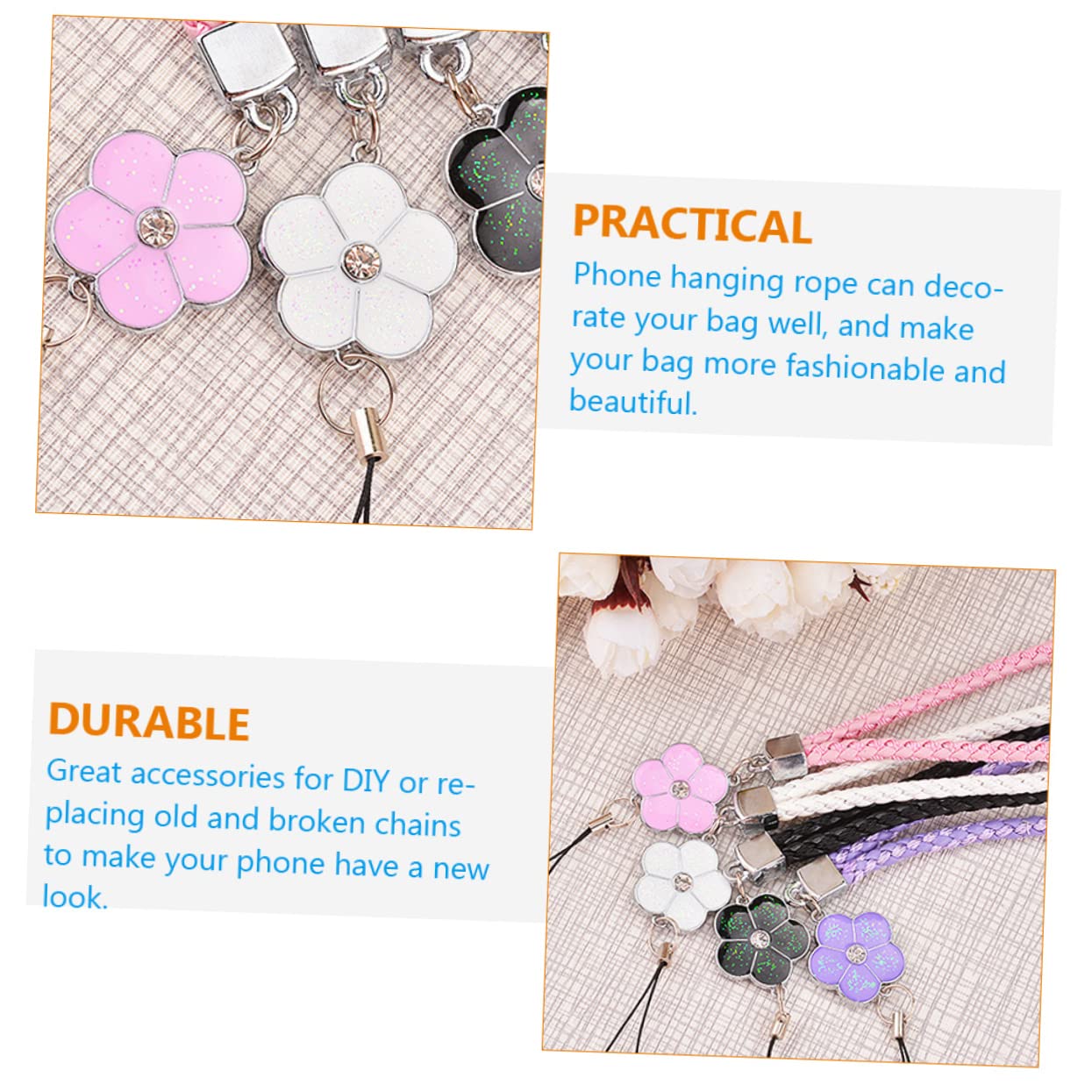 Gadpiparty Adornos Para Telefonos Moviles Accesorios Moviles Accesorios Para Moviles Muñeca De Cordón De Teléfono Perlas De Teléfono Soga Cordones Para Colgar Telefonos Pu