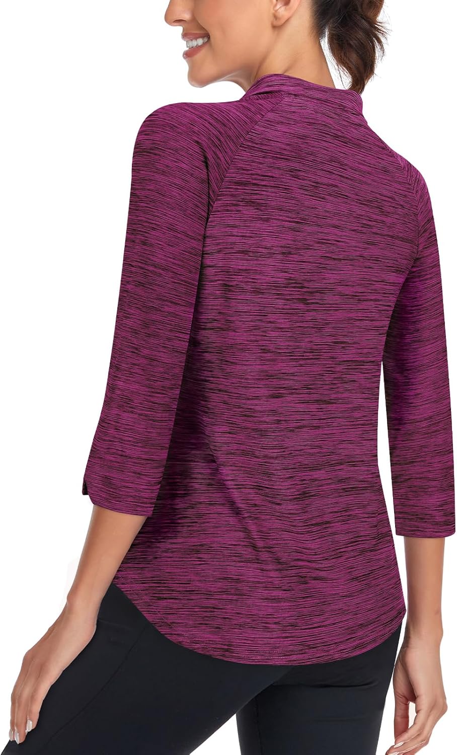 Cucuchy Style Womens Golf Shirt 3/4 Sleeve Quarter Zip Workout Tennis Tops Quick Dry UPF 50+ Shirts