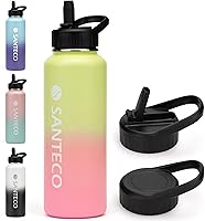 Vista 8 de YSSOA Botellas de agua aisladas de 24 onzas, botellas de acero inoxidable con cordón y tapa de boca ancha con boquilla, a prueba de fugas, botella