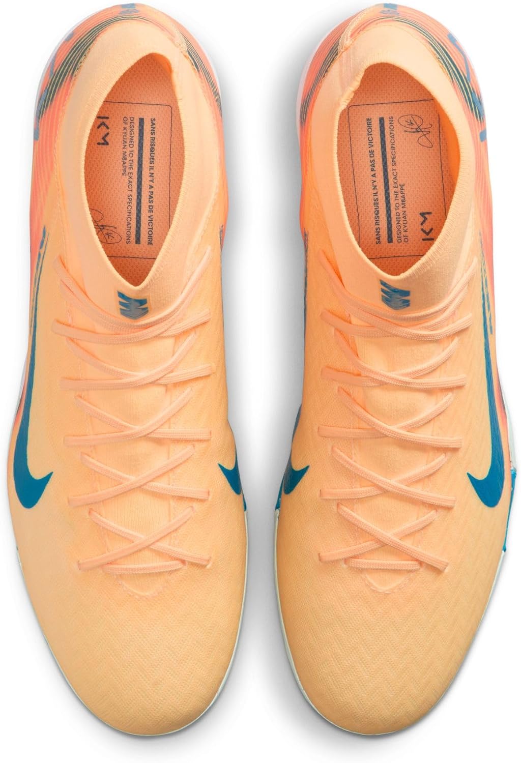 Nike Mercurial Superfly 10 Academy Kylian Mbappe Turf High-Top Soccer Shoes (Melon Tint/Igloo/Neo Turquoise)