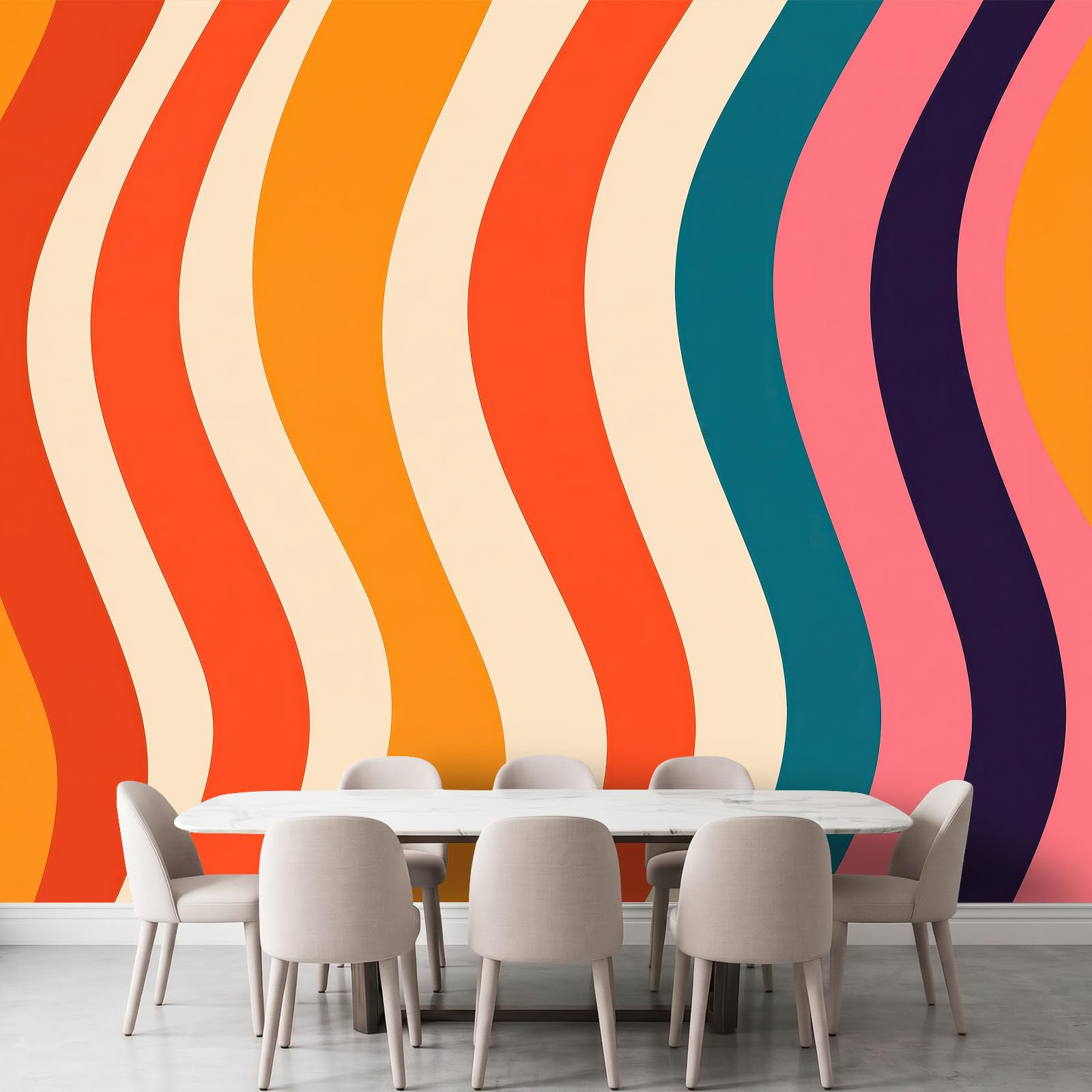 Tapeta ścienna 3D Panoramiczna włóknina minimalistyczne abstrakcyjne fale geometryczne tapeta ścienna gobelin dekoracyjny, obrazy ścienne do salonu, dekoracja ścienna, 500 x 280 cm, kolor