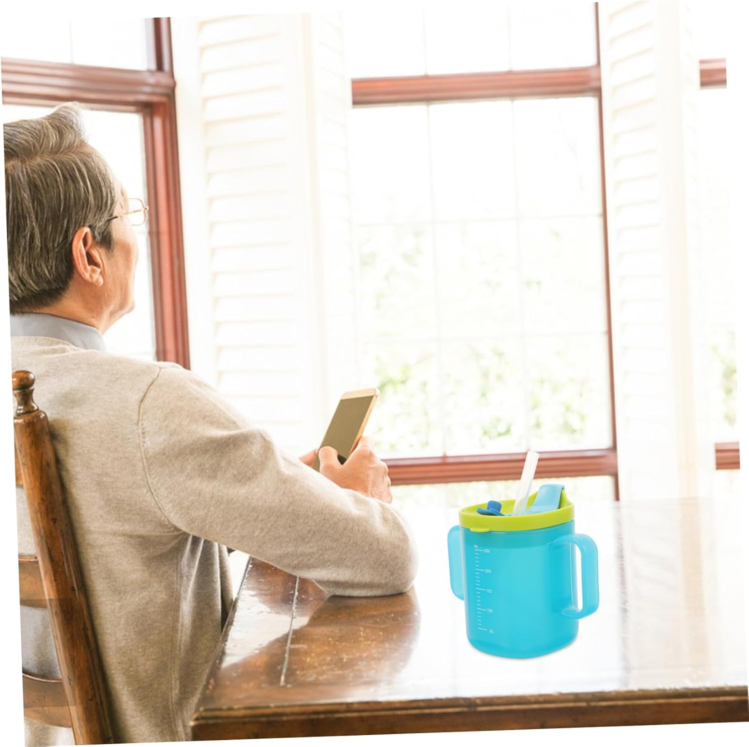 BESPORTBLE Maternity Drinking Cup with Straw Choking Sippy Cup for Disabled Patients and Elderly Graduated Practical Water Mug for Improved Dexterity and Independent Hydration