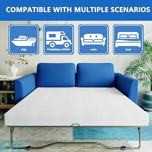 Miniatura 7 de Rhyme source Colchón de repuesto de espuma viscoelástica de gel frío de 4.5 pulgadas para sofá cama y sofá, cama, tamaño individual, certificado