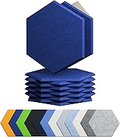 Vista 16 de Paquete de 12 paneles acústicos autoadhesivos de espuma acústica a prueba de sonido, alta densidad, hexagonales, 12 x 10.23 x 0.4 pulgadas
