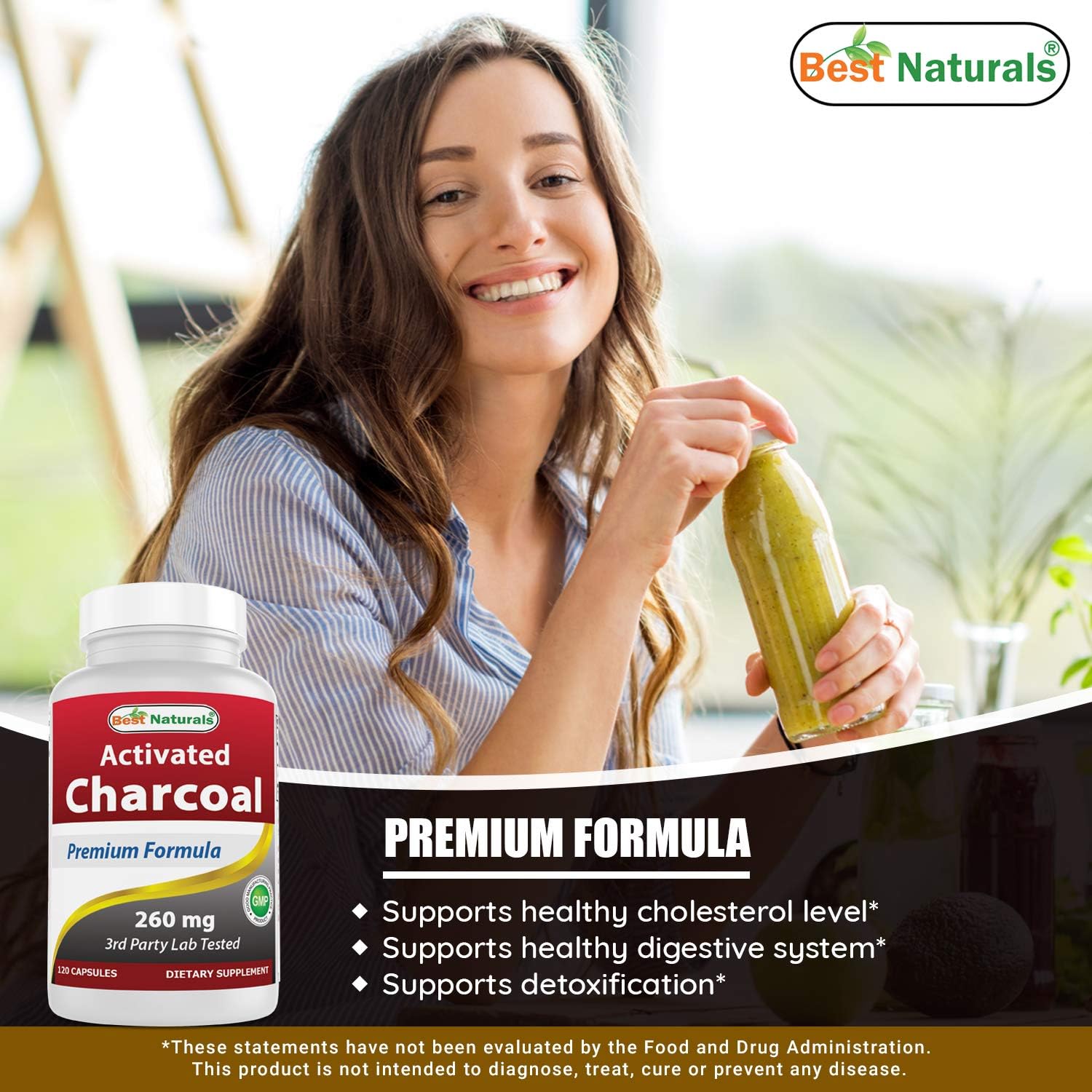 Best Naturals, Activated Charcoal 260 mg, 120 capsules : Health & Household