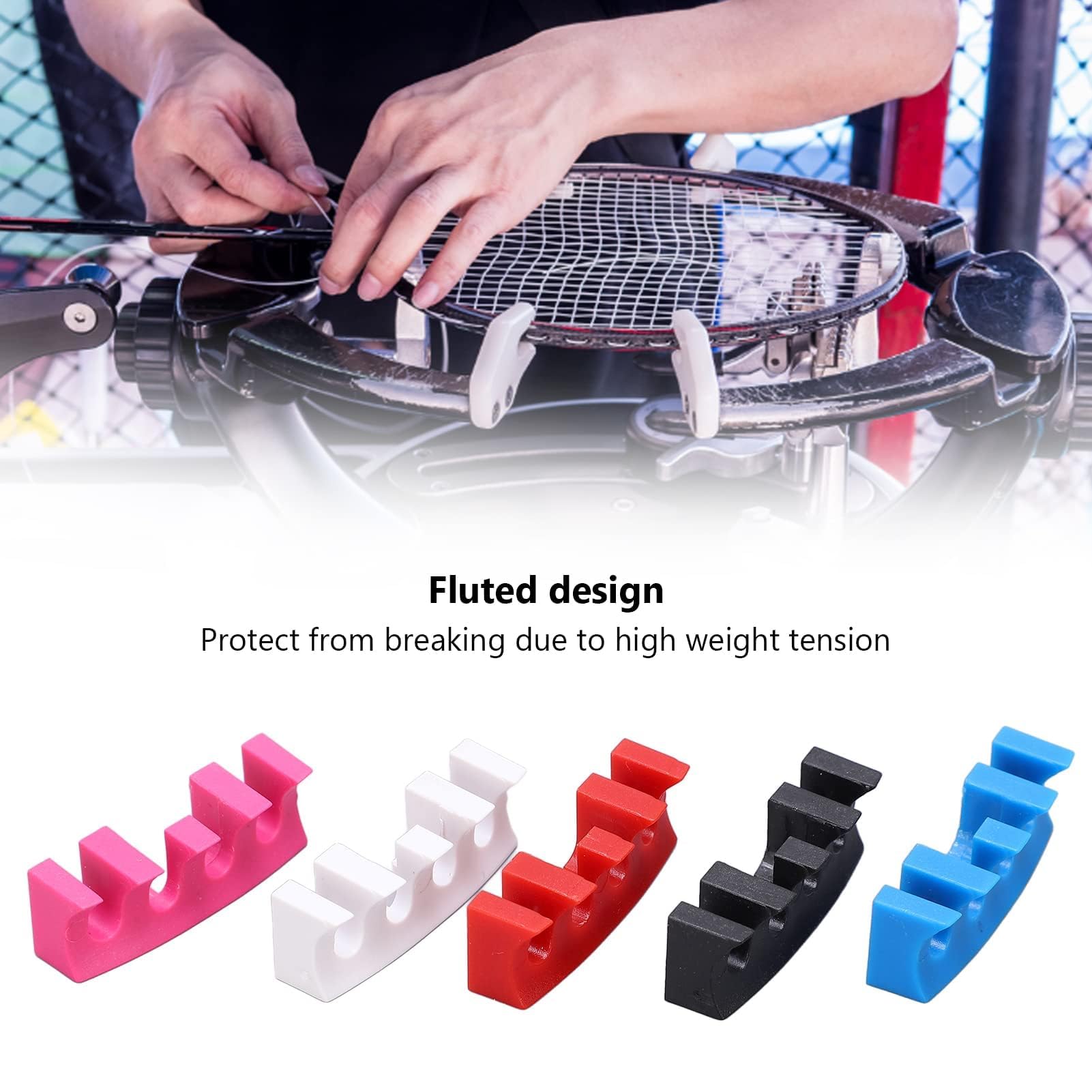 Agatige 5Pcs Répartiteurs de Charge pour Raquettes de Badminton, Protecteur de Cordage de Raquette de Badminton Adaptateur de Répartiteur de Charge de Raquette de Cordage de Badminton Adaptateur
