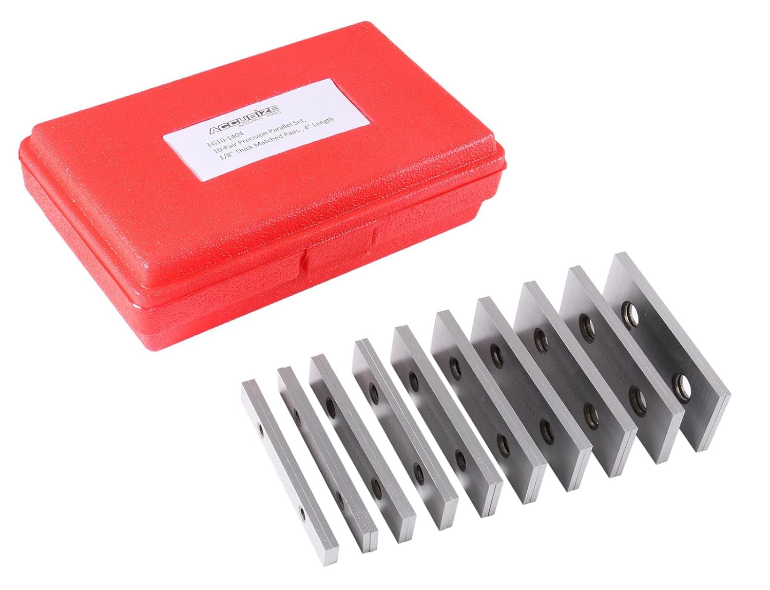 Accusize Industrial Tools 1/8'' Thickness 10 Pairs Precision Parallel Sets, 4'' Length, EG10-1404