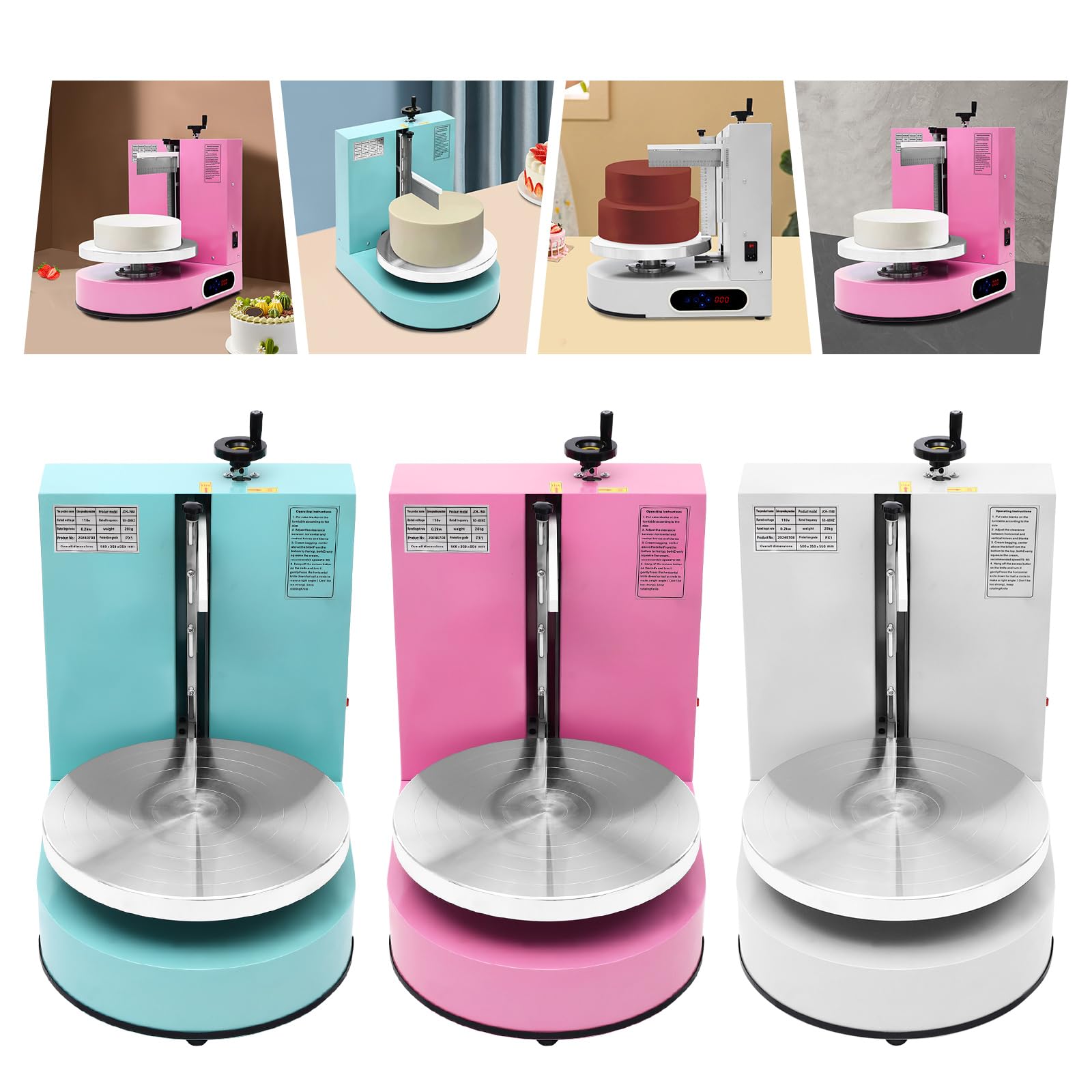 200W Electric Cake Decorating Machine, 110V Cake Spreading Machine Automatic Cake Coating Machine Speed: 30-200RPM for Cake Diameter: 4-12in (White)