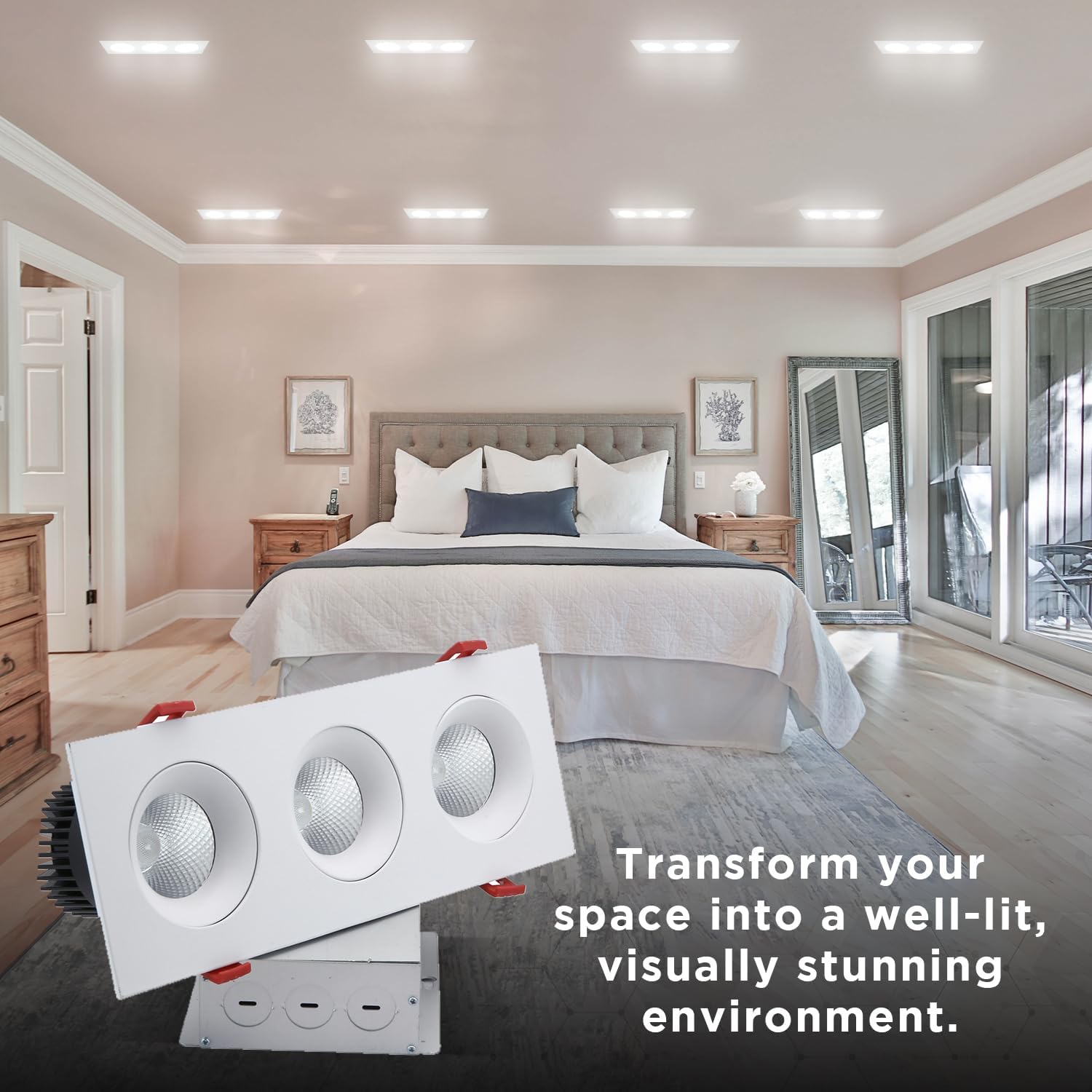 Diodesy- 3.5 Inch Three Head Round Recessed LED Gimbal Downlight 27K/30K/35K/40K/50K 5CCT Selectable 36W 2270LM Dimmable Anti-Glare Directional Canless Ceiling Light for Kitchen Dining Room Entryway